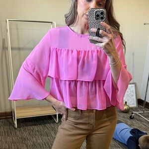 Zara NWT Pink Ruffled Women's Top